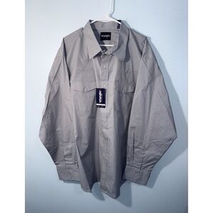 WRANGLER Men's Shirt‎ Western Cowboy Rodeo Long Sleeve Pearl Snap Gray NEW Sz 3X